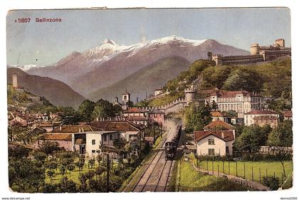 BELLINZONA - Bellinzone - TRAIN EN MARCHE - carte colorisée