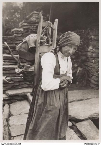 Old Lady at Frasco Hotel Efra Switzerland Postcard