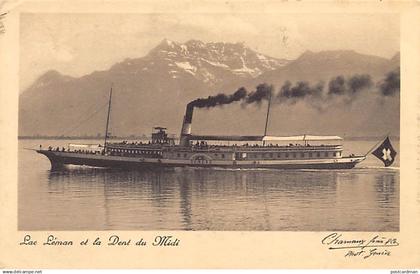 Suisse - Lac Léman (GE) Bateau-Salon Genève - Dampfer - Dent du Midi - Ed. Charnaux Frères 6239