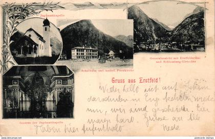 Erstfeld, Mehrbild-AK mit Schulhaus, 1900 nach Zürich versandt