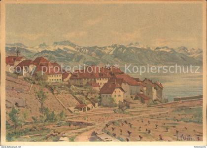 11644613 Rivaz Genfersee und Alpen Pro Infirmis Karte Kuenstlerkarte J. Odier Ri