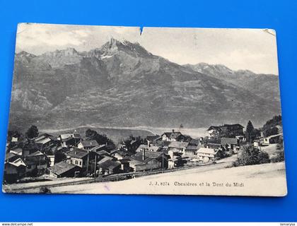 1909-CPA J.J.N°8274 Chesières & La dent du midi situé dans le Chablais valaisan,canton du Valais,=>SUISSE Carte Postale