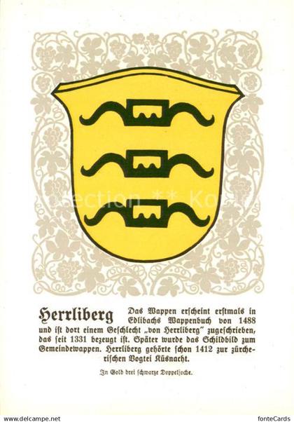 13756126 Herrliberg Zuercher Gemeindewappen In Gold drei schwarze Doppeljoche