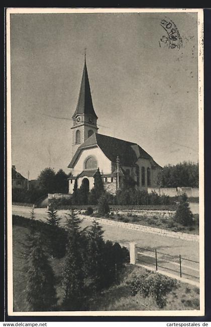 AK Wallisellen, Kirche mit Strassenpartie