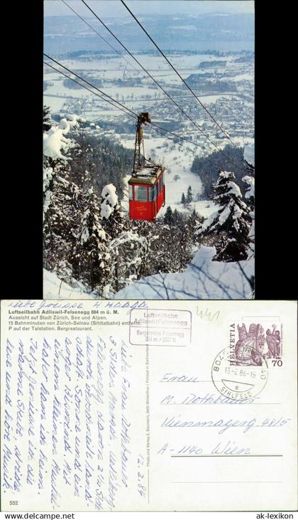 Ansichtskarte Adliswil Luftseilbahn Adliswil-Felsenegg, Orts-Panorama 1984