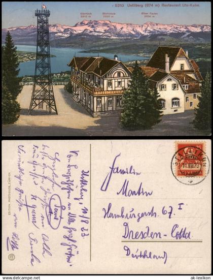 Ansichtskarte Stallikon Uetliberg (874 m) Restaurant Uto-Kulm 1923