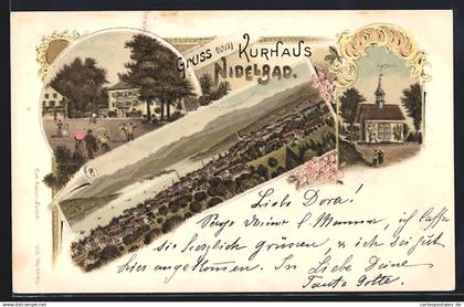 Lithographie Rüschlikon, Hotel & Kurhaus Nidelbad, Kapelle