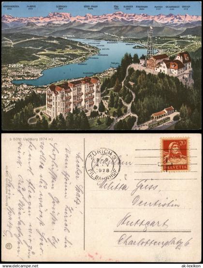 Stallikon Uto Kulm Uetliberg (Stallikon) Umland-Ansicht Zürich 1928