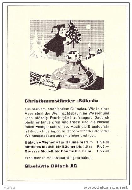 original Werbung / Reklame - 1959 - Christbaumständer ,  Bülach AG , Glashütte !!!