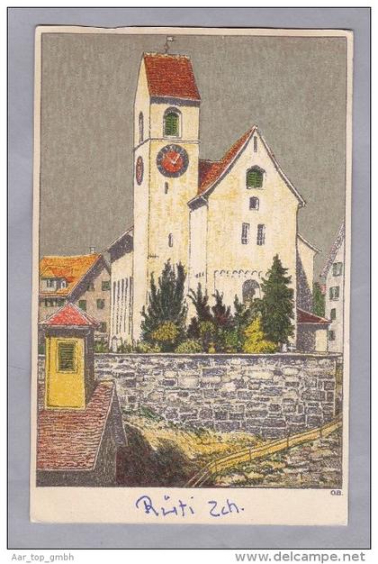 ZH Rüti 1922.X.24. Rüti Kirche Graph. Anstalt Wolfenberger