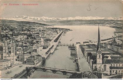 SUISSE - Zurich - Lac de Zurich - Vue générale - Carte Postale Ancienne